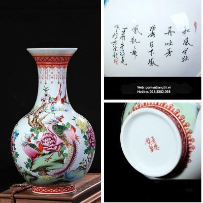 BÌNH VẼ TAY HỌA TIẾT PHƯỢNG HOÀNG – HOA MẪU ĐƠN